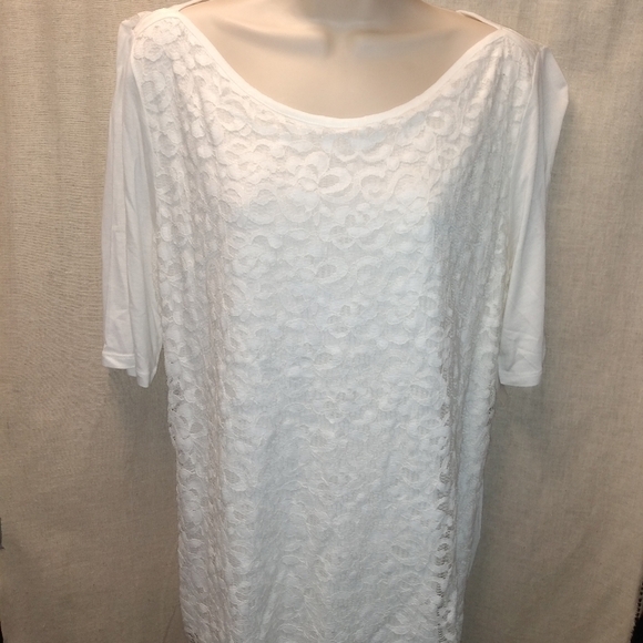 NY&C Soho Jeans, Lace Top, Lg, Cream/ Off White,lace overlay, NWT - Picture 1 of 6